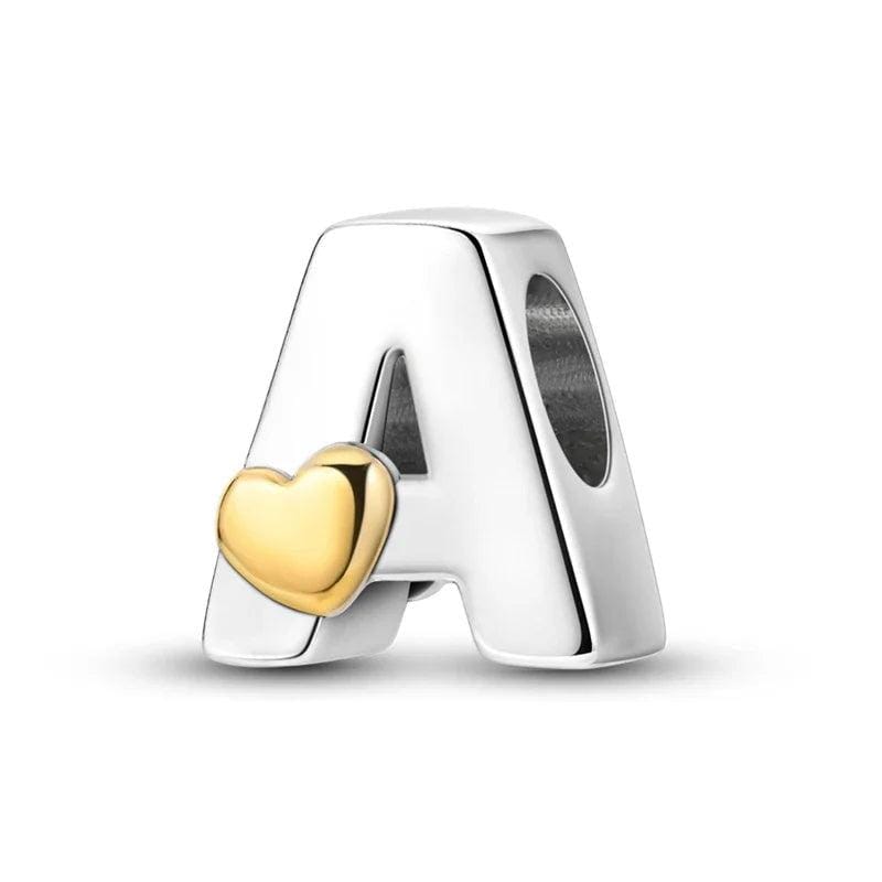 Gold Heart Letter A~Z Alphabet Charm