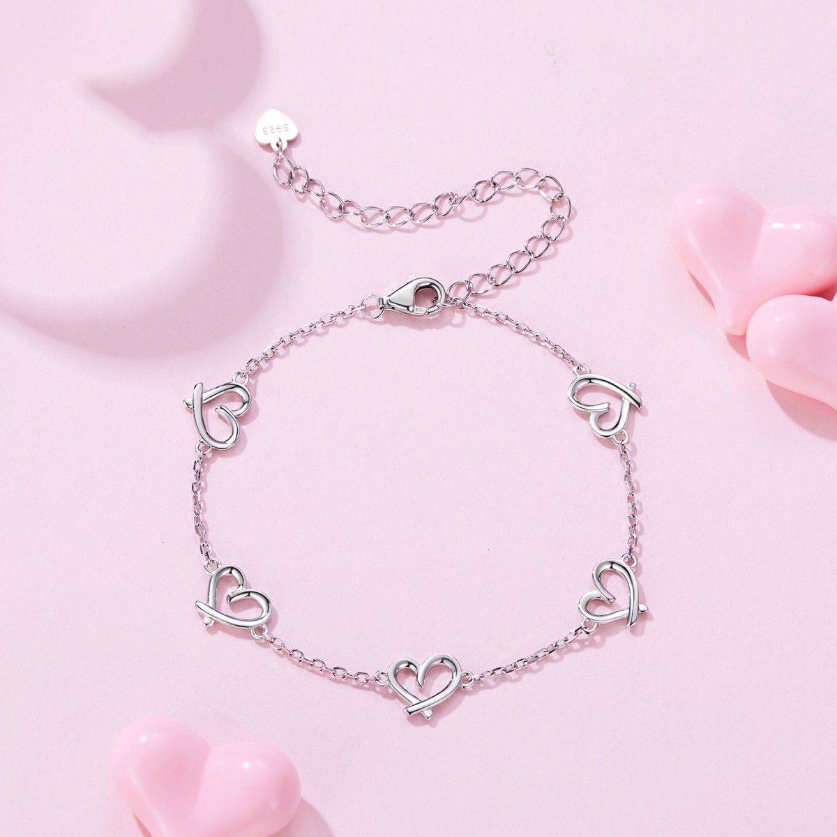 Linked Hearts Silver Bracelet