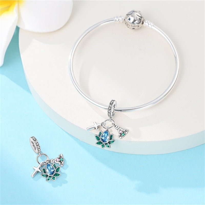 Lotus, Cross & Yoga Dangle Charm