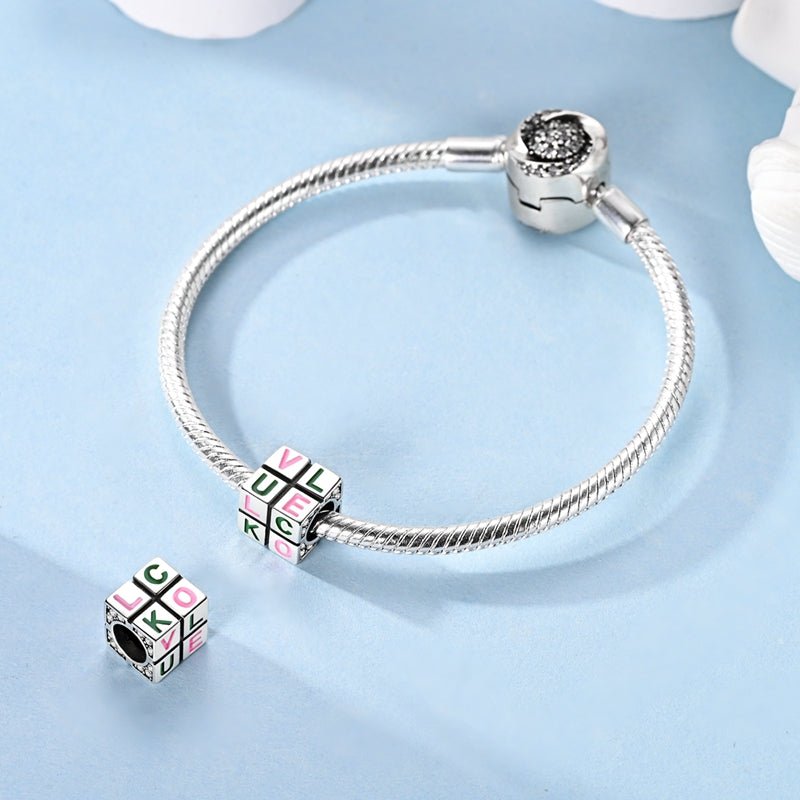Love Luck Letter Cube Charm