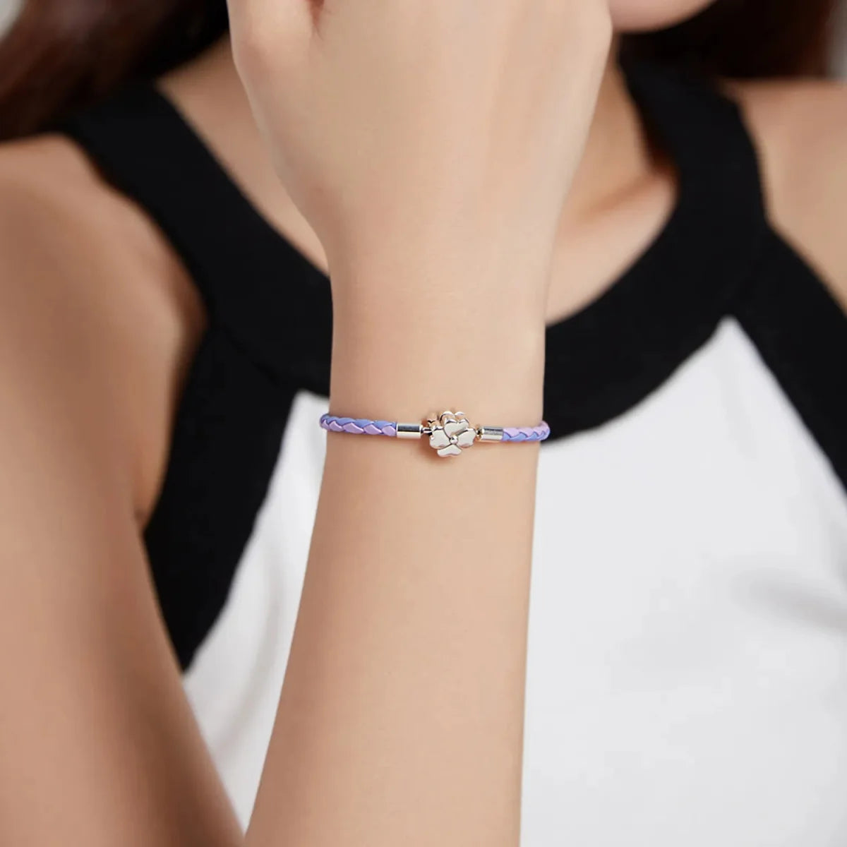 Lucky Clover Leather Charm Bracelet