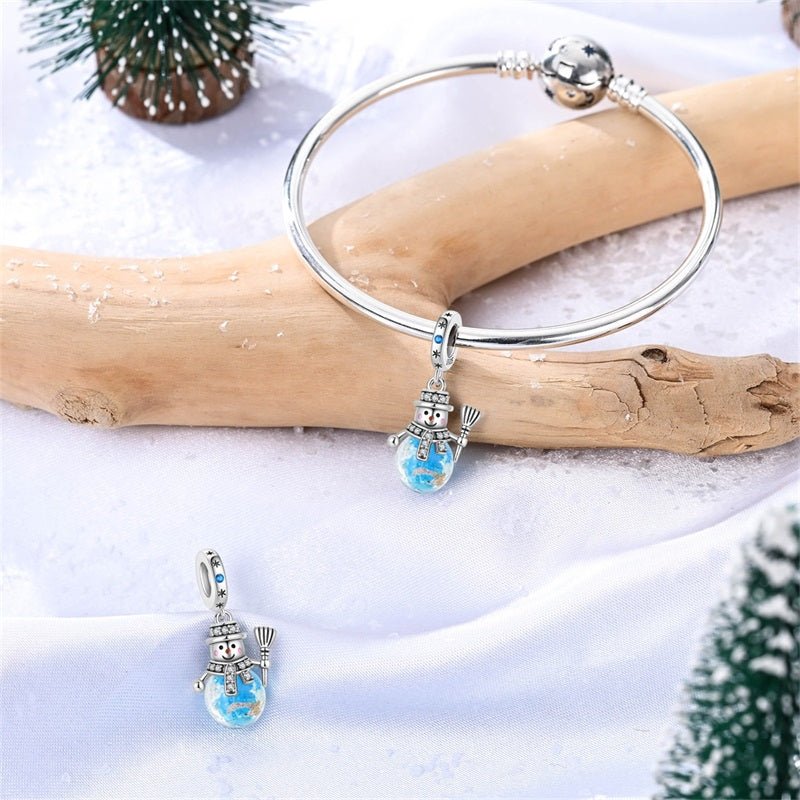 Luminous Snowman with Blue Globe Dangle Charm