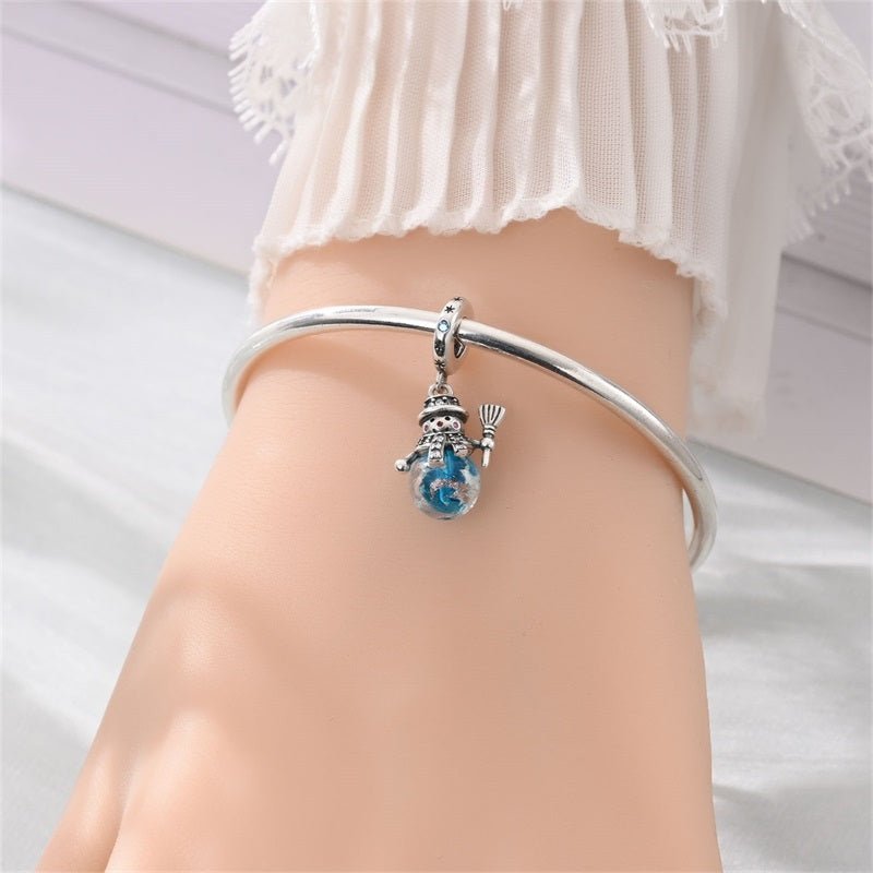 Luminous Snowman with Blue Globe Dangle Charm