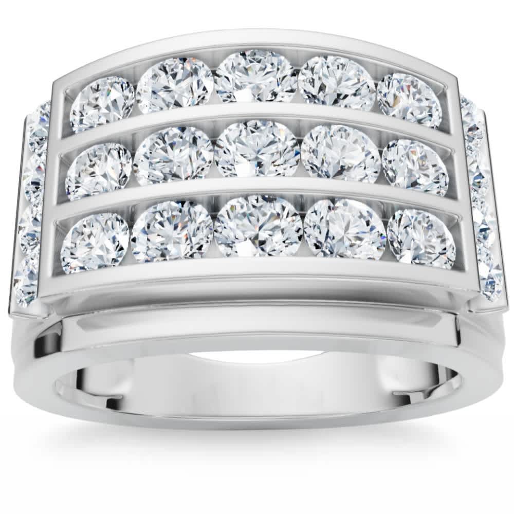 2Ct Men's Diamond Ring in 14k Gold Lab Grown Multi-Row Channel Set