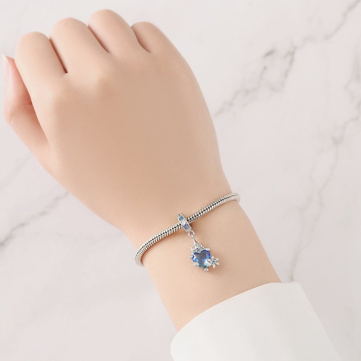 Magical Blue Heart Castle Dangle Charm