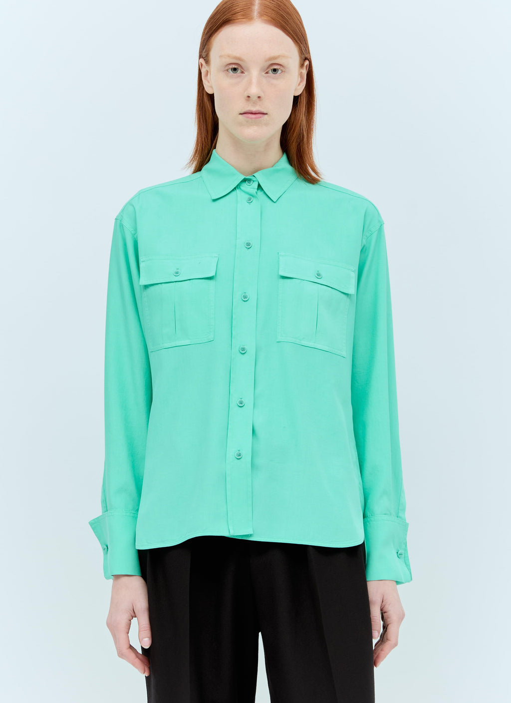 Max Mara Women Flap Pockets Silk Shirt