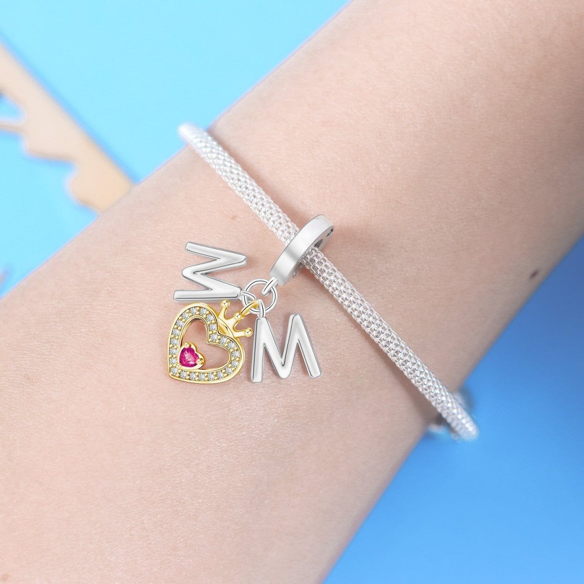 Mom Script Heart Dangle Charm
