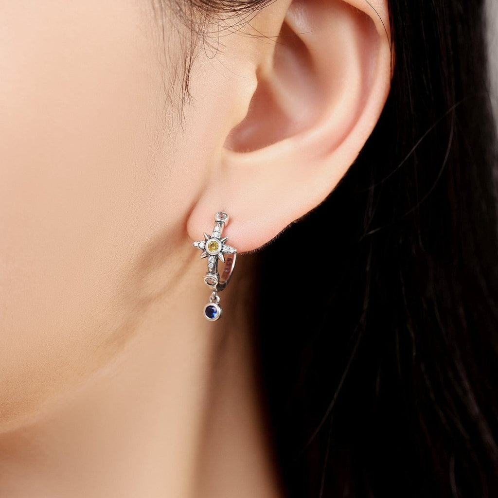Moon & Star Celestial Charm Hoops