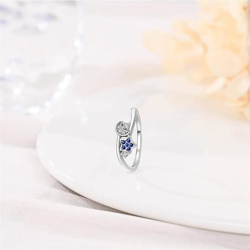 Moon & Star Crystal Ring