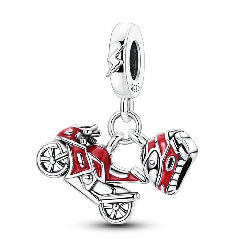 Motorcycle & Helmet Dangle Charm