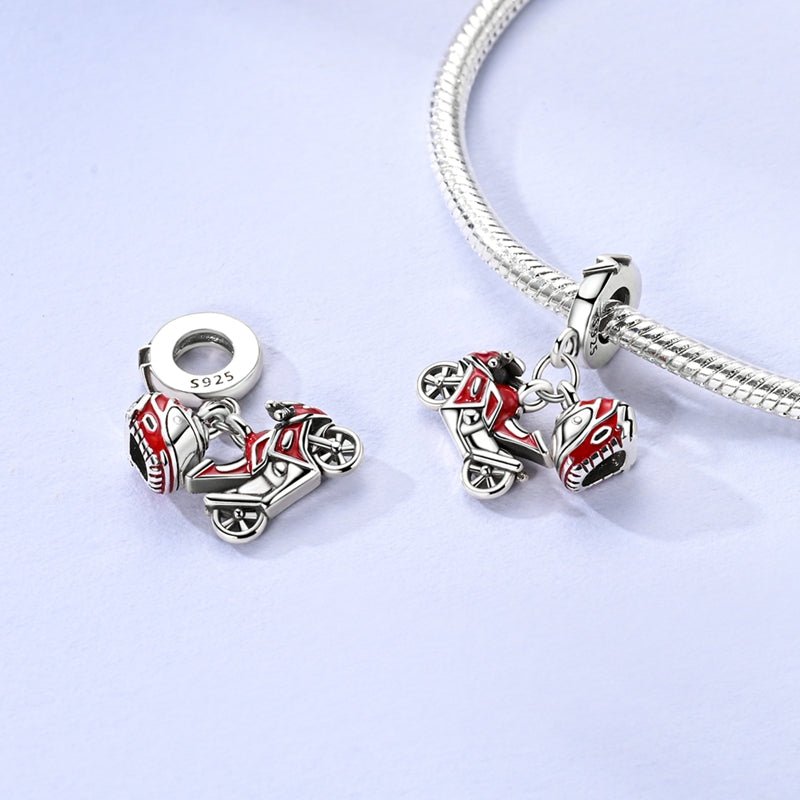 Motorcycle & Helmet Dangle Charm