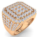 5Ct TW Men's Round Diamond Pave Ring Gold Lab Grown