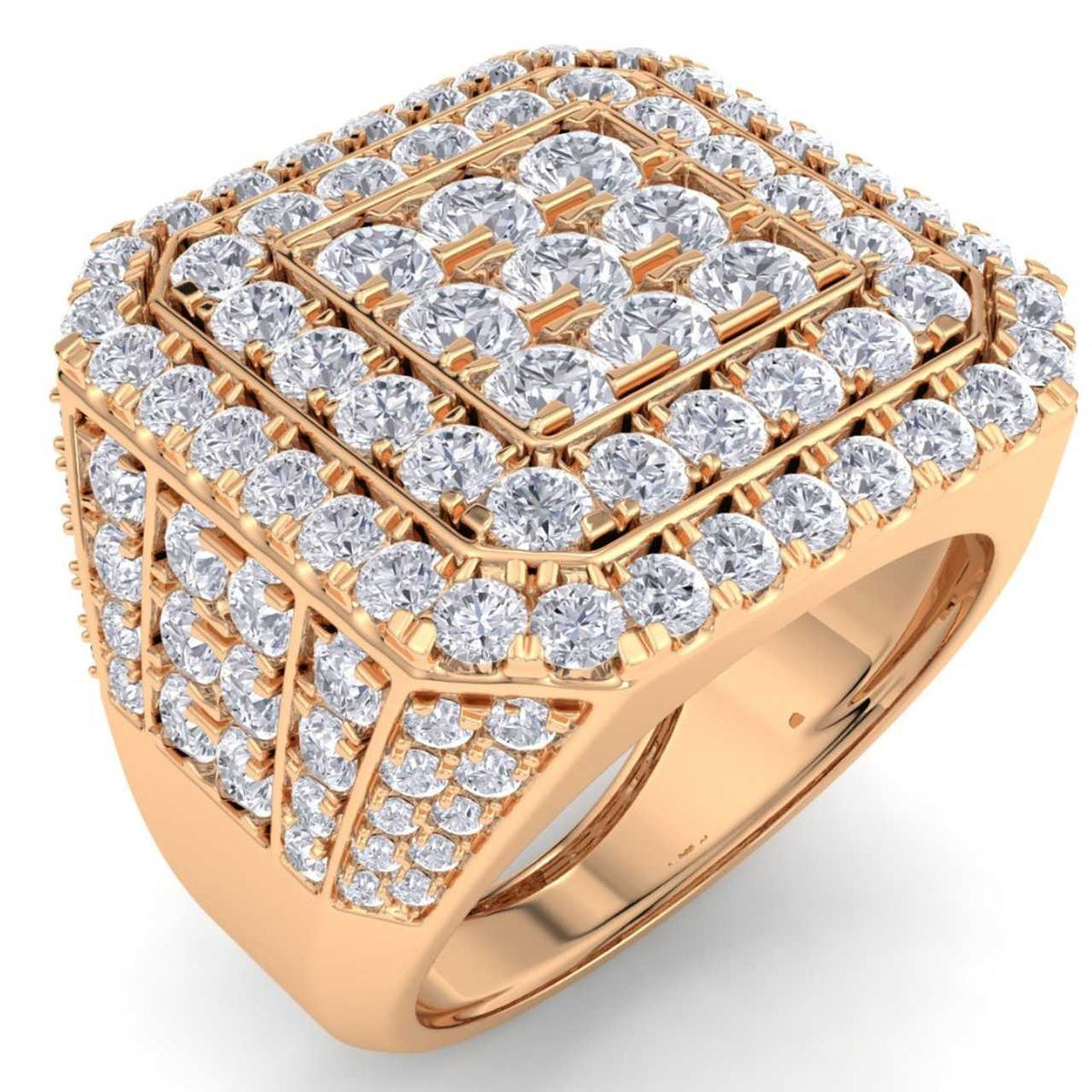 5Ct TW Men's Round Diamond Pave Ring Gold Lab Grown