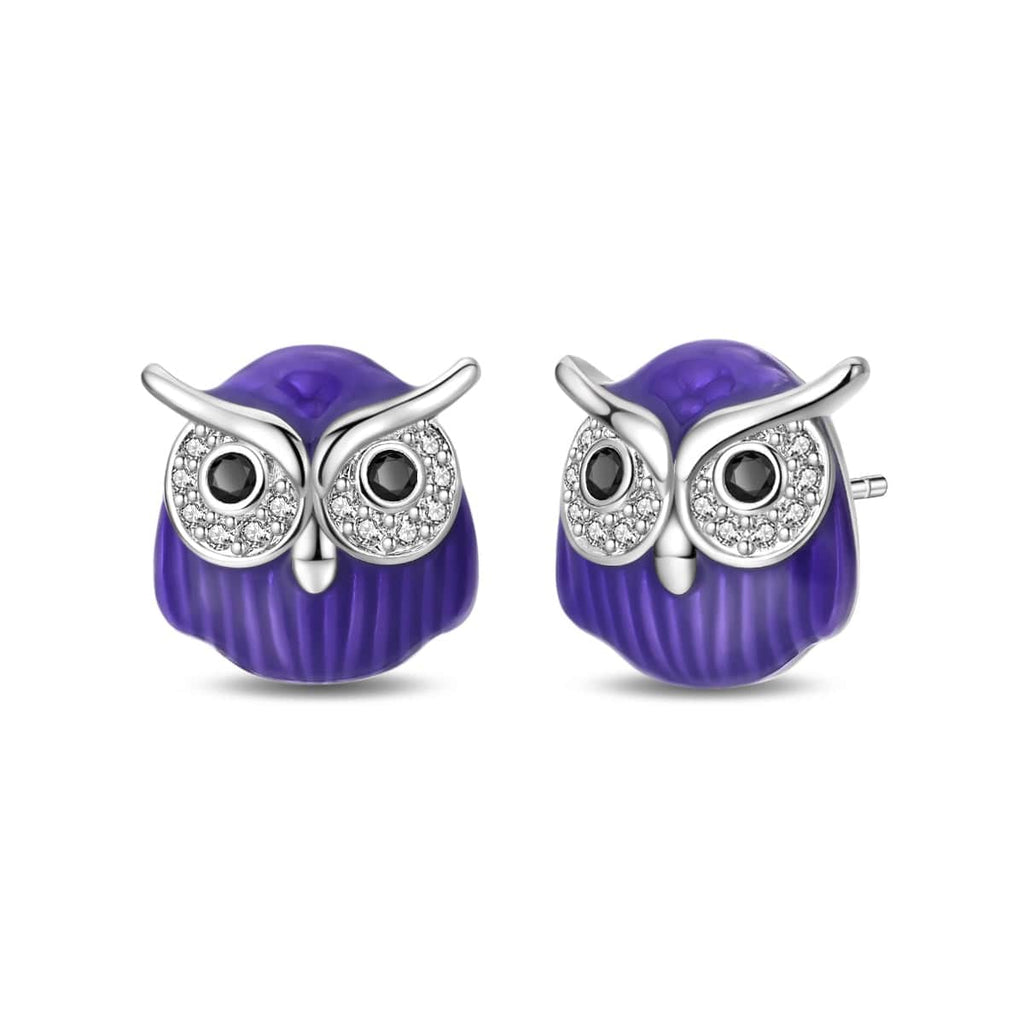 Mystical Night Owl Crystal Stud Earrings