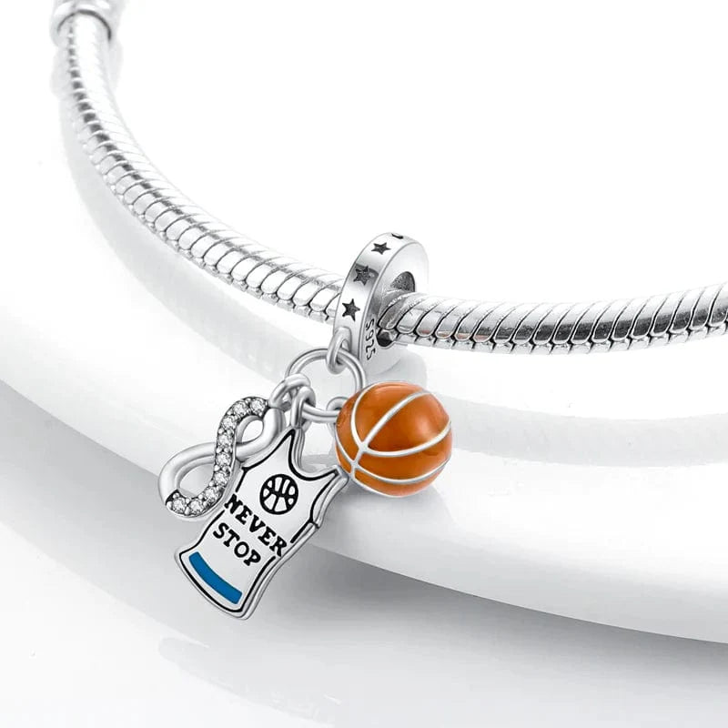 Never Give Up Basketball Dangle Charm