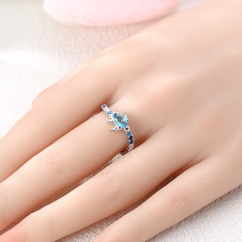 Ocean Turtle with Blue Crystal Ring