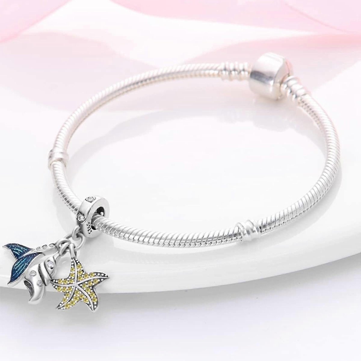Ocean Whale Tail and Starfish Triple Dangle Charm