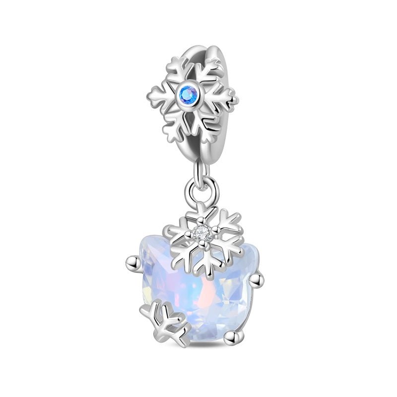 Opal Snowflake Cat Dangle Charm