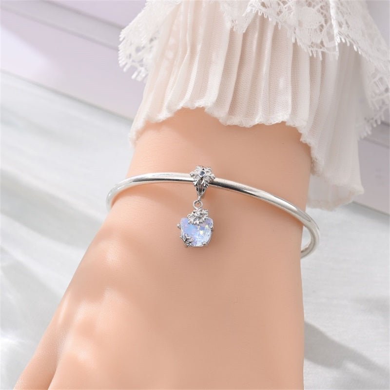 Opal Snowflake Cat Dangle Charm