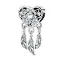 Openwork Heart & Three Feathers Dreamcatcher Charm