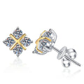 Pangama DuoTone Cross Moissanite Stud Earrings