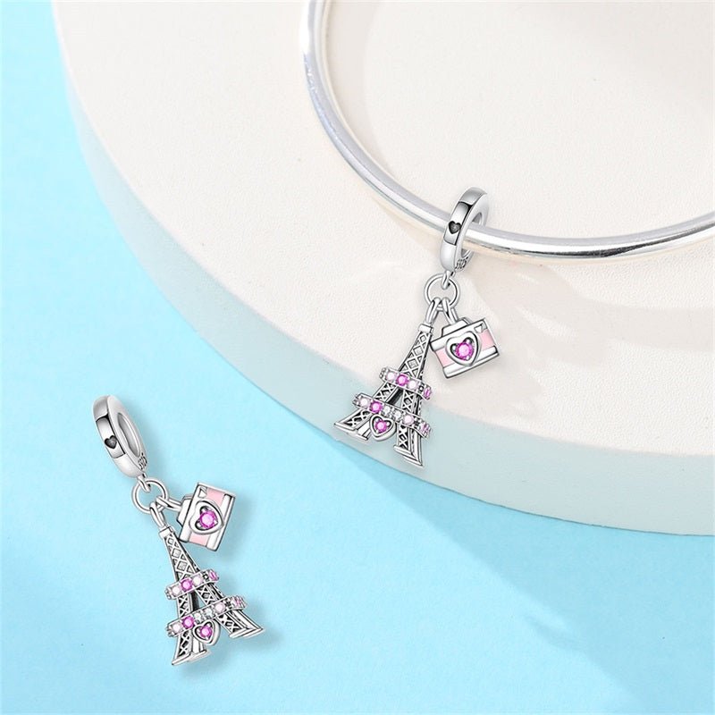 Paris Eiffel Tower & Camera Dangle Charm