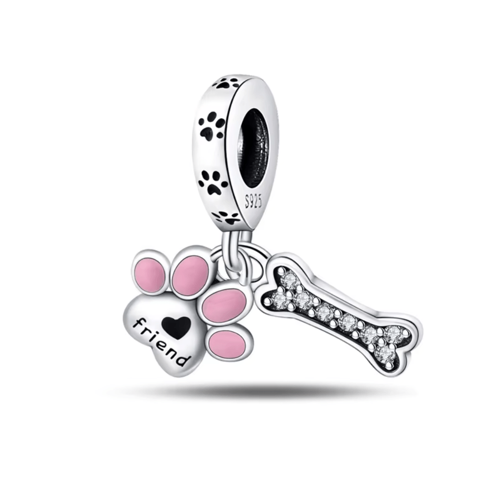 Paw Print & Bone Pet Friend Dangle Charm