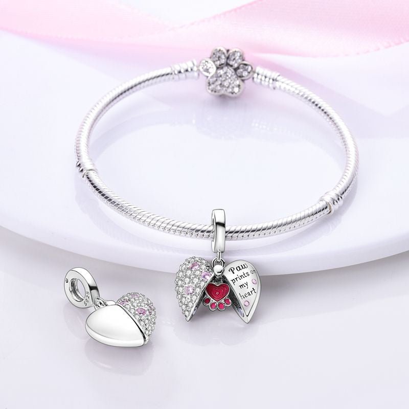 Paw Prints on My Heart Dangle Charm