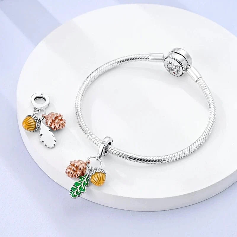Pine Cone, Leaf & Acorn Triple Autumn Charm
