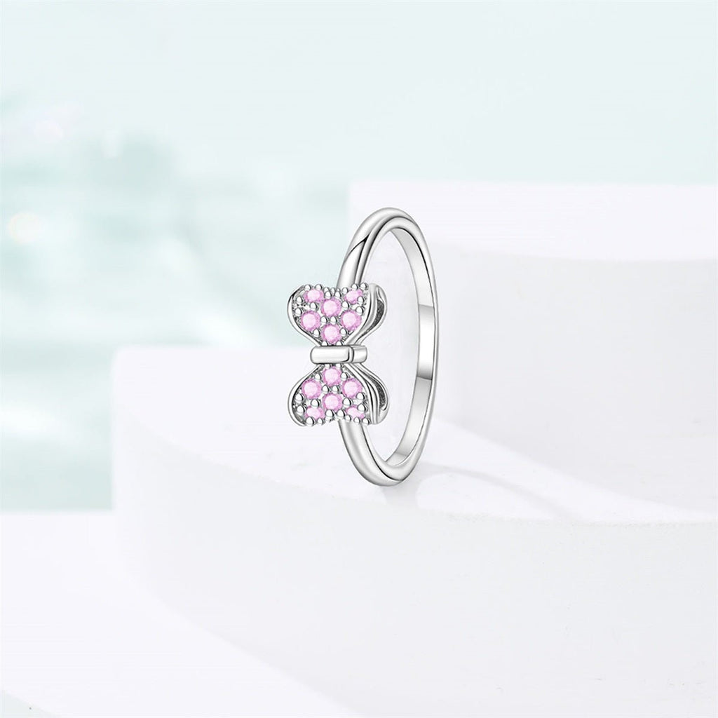 Pink Bow Sparkle Ring