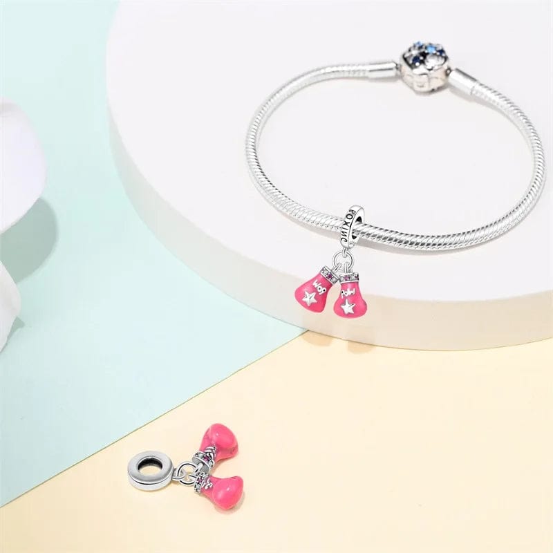 Pink Boxing Gloves Charm