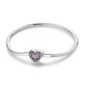 Pink Crystal Heart Charm Bracelet