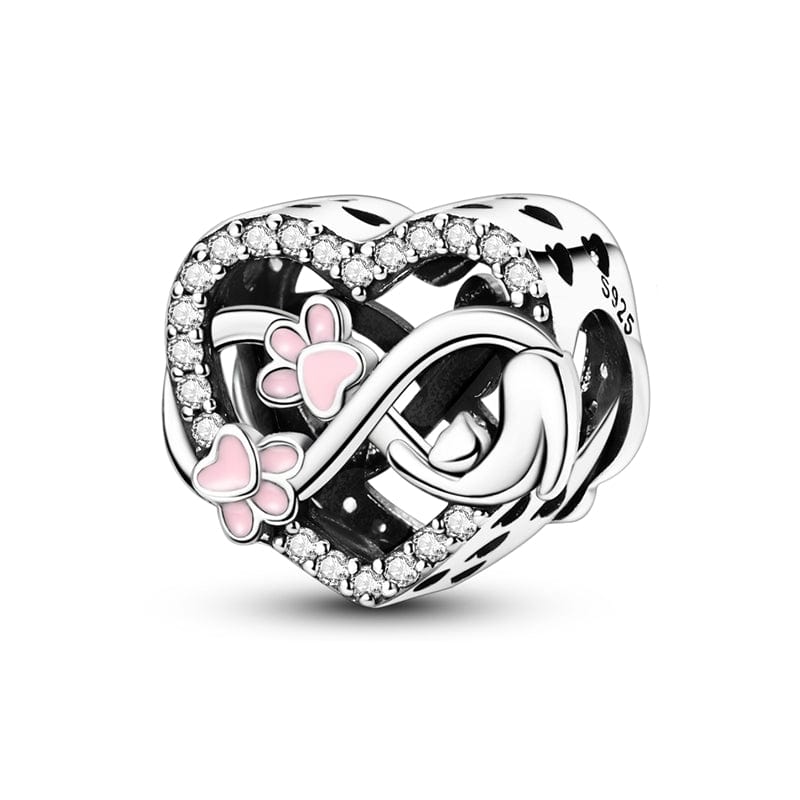 Pink Paw & Heart Infinity Love Charm