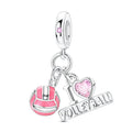 Pink Volleyball & “I Love Volleyball” Dangle Charm