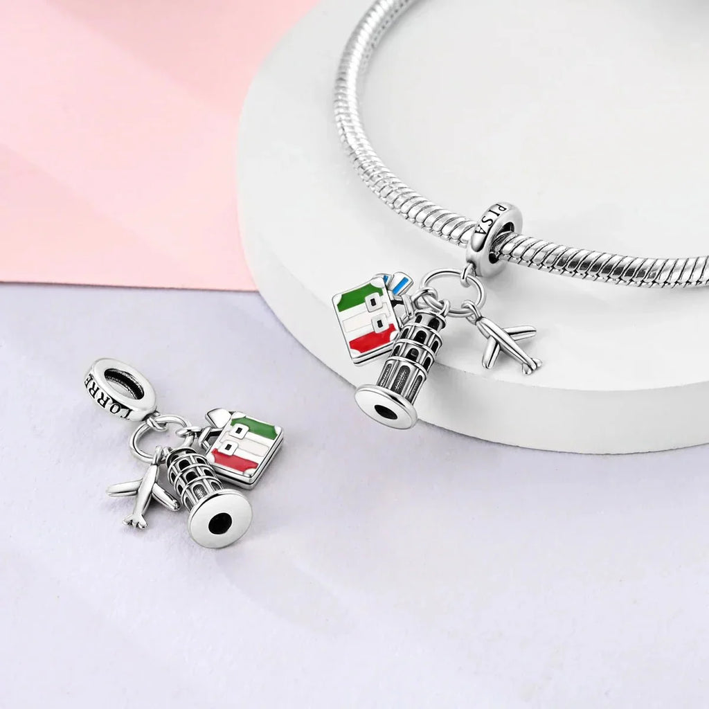 Pisa Italy Landmark Triple Dangle Charm