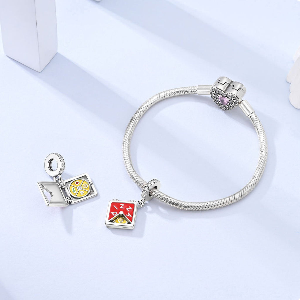 Pizza Box with Slice Dangle Charm