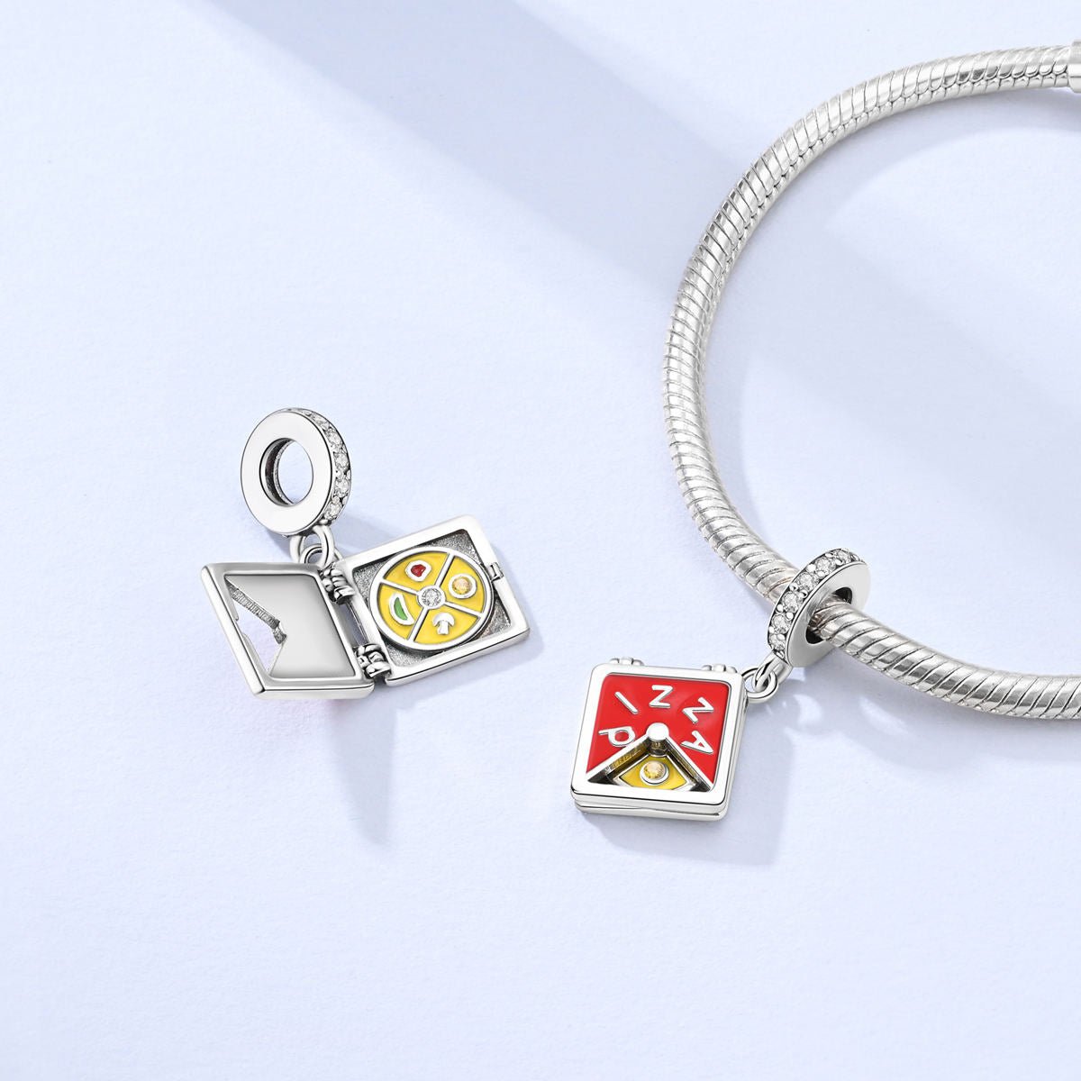Pizza Box with Slice Dangle Charm