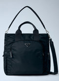 Prada Men Re-Nylon Logo-Plaque Tote Bag