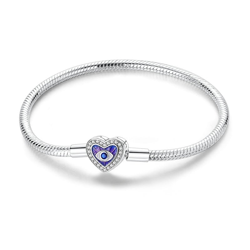 Purple Heart Evil Eye Charm Bracelet