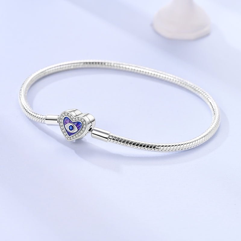 Purple Heart Evil Eye Charm Bracelet