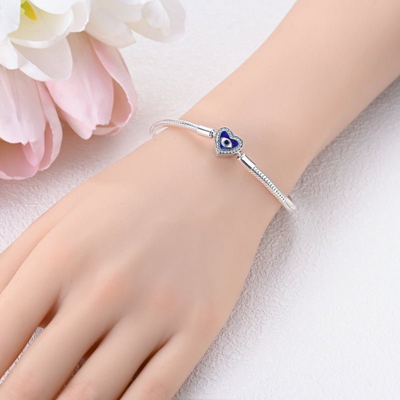 Purple Heart Evil Eye Charm Bracelet