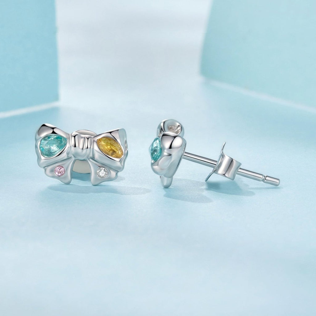 Rainbow Bow Stud Earrings
