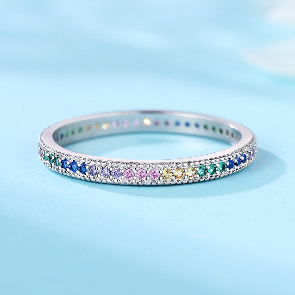Rainbow Crystal Stackable Ring