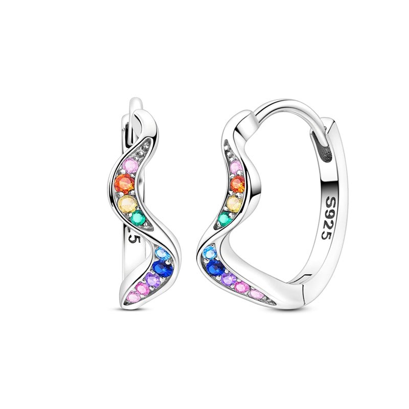 Rainbow Wave Hoop Earrings