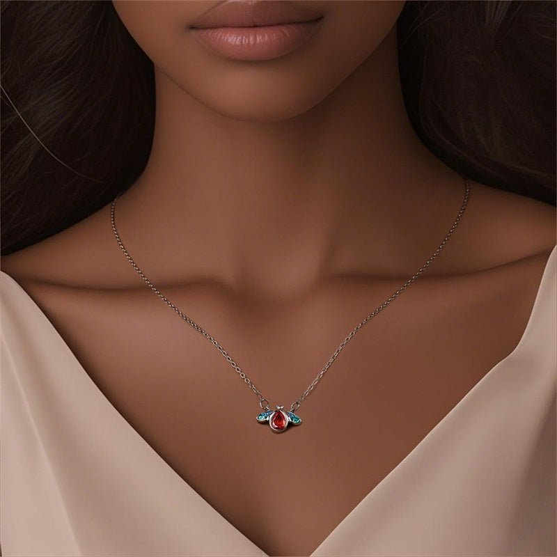 Red & Blue Enamel Bee Necklace