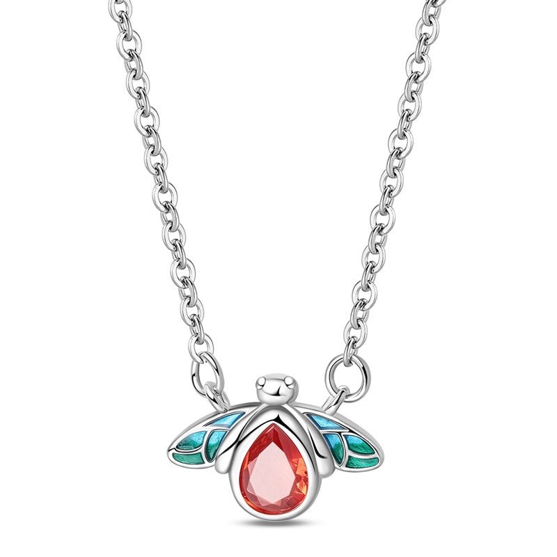 Red & Blue Enamel Bee Necklace