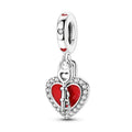 Red Heart Lock and Key Dangle Charm
