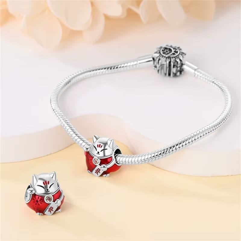 Red Maneki Neko Charm