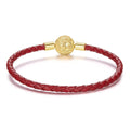 Red Swirl Clasp Leather Charm Bracelet