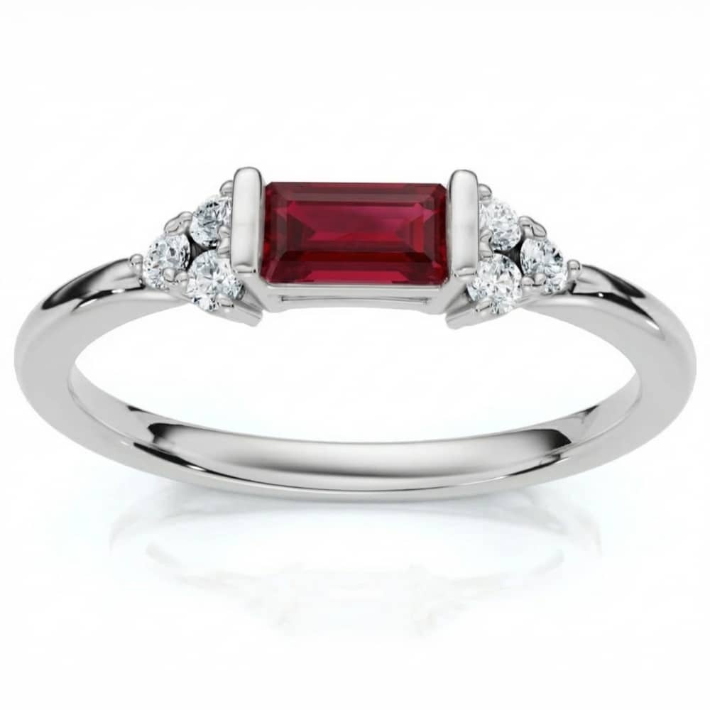 1/3Ct Thin Ruby Diamond Stackable Wedding Ring 14k Gold Lab Grown